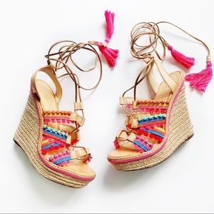 Schutz Mella tassel wedge sandal multi color